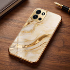 OnePlus Nord 6 5G Marvel Texture Gold Electroplated Glass Phone Back Case