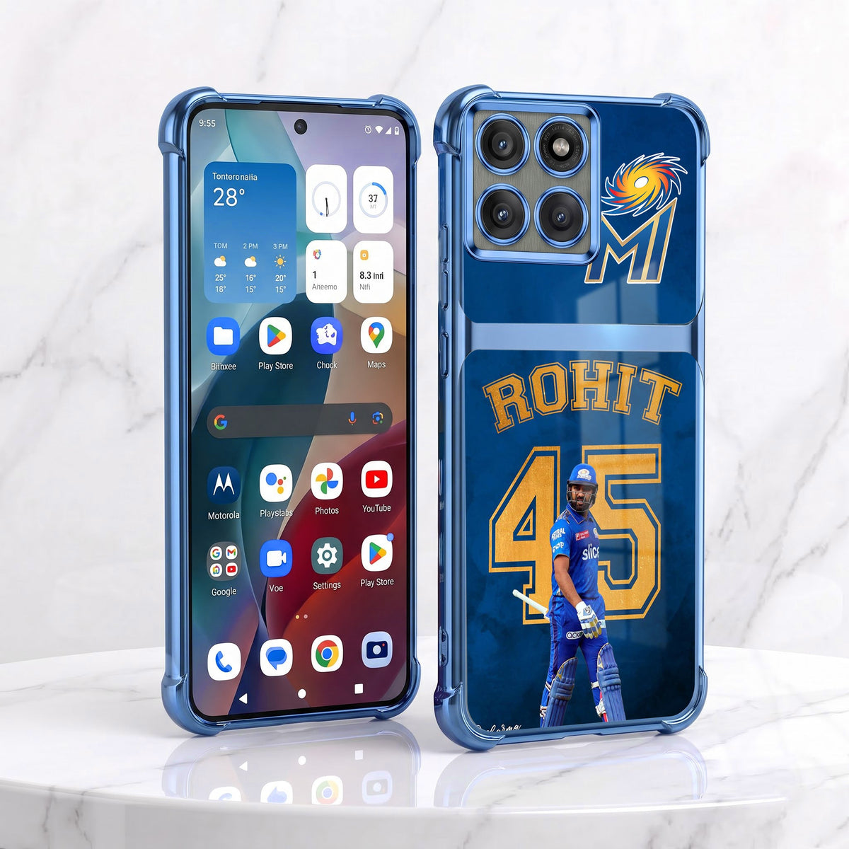 Motorola Edge 60 Pro 5G Hitman Rohit Dual-Tone Transparent Blue Airbags Case