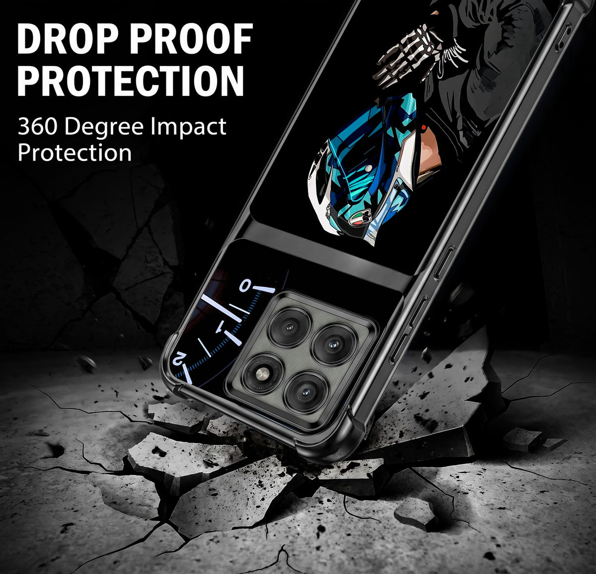 Motorola Edge 60 Pro 5G Cyberpunk Reaper Dual-Tone Transparent Black Airbags Case