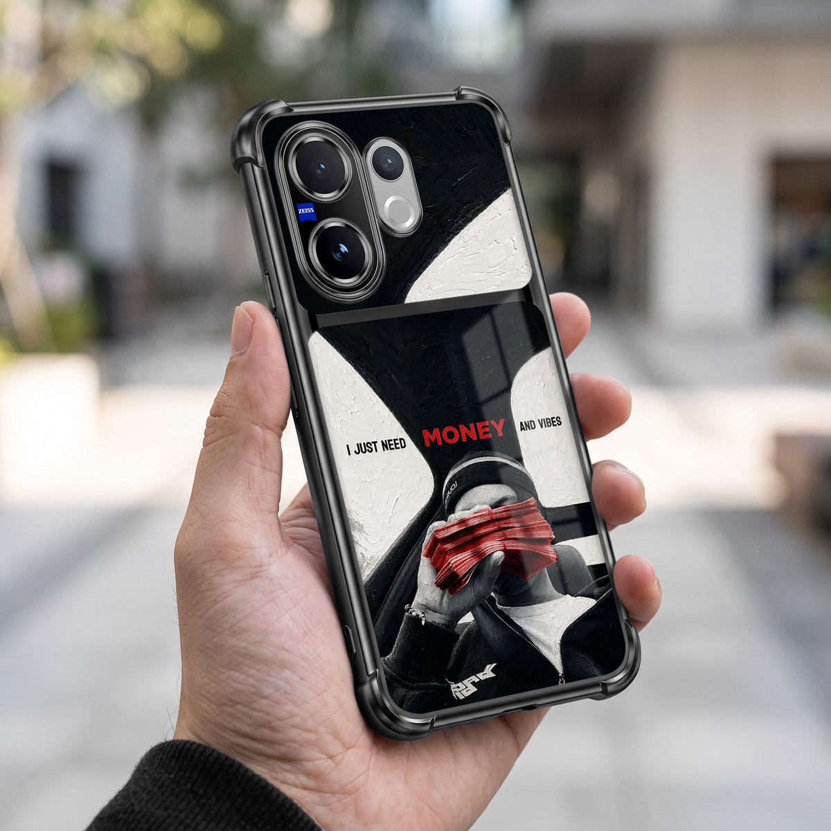 Vivo V60 5G Money Mindset Dual-Tone Transparent Black Airbags Case