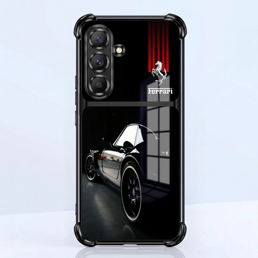 Samsung Galaxy A56 5G Ferrari Racing Dual-Tone Transparent Black Airbags Case