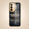 Oppo Reno 12 Pro 5G Running Horses Gold Electroplated Glass Phone Back Case