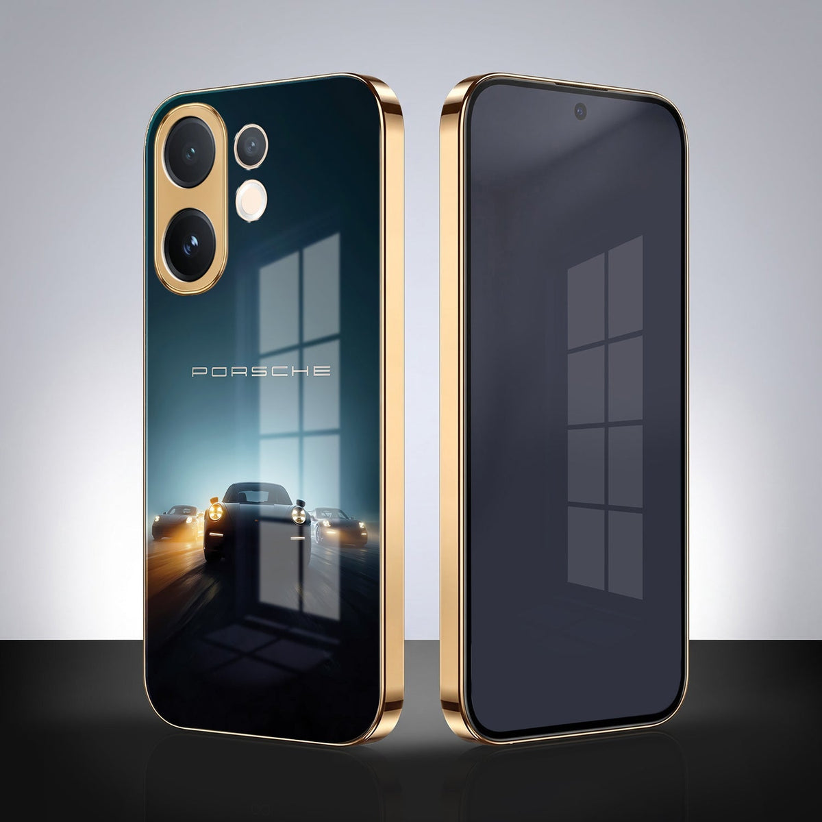 Vivo V60e 5G Porsche Luxury Gold Electroplated Glass Phone Back Case
