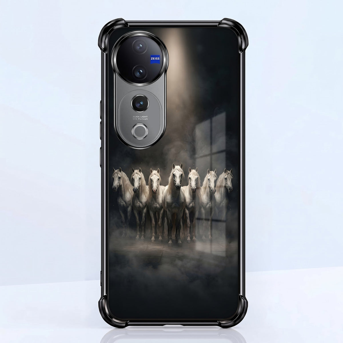 Vivo V40 Pro 5G Running Horses Black Airbags Printed Back Case
