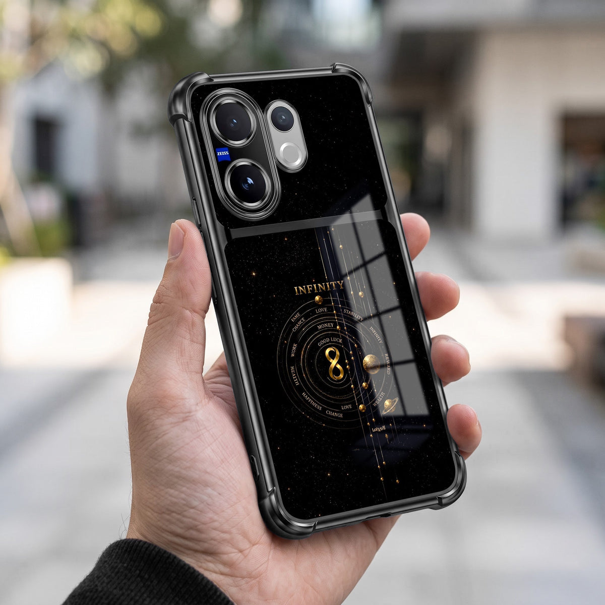 Vivo V60 5G Infinity Manifestation Dual-Tone Transparent Black Airbags Case