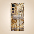 Vivo Y400 Pro 5G Luxury Horse Texture Gold Electroplated Glass Phone Back Case
