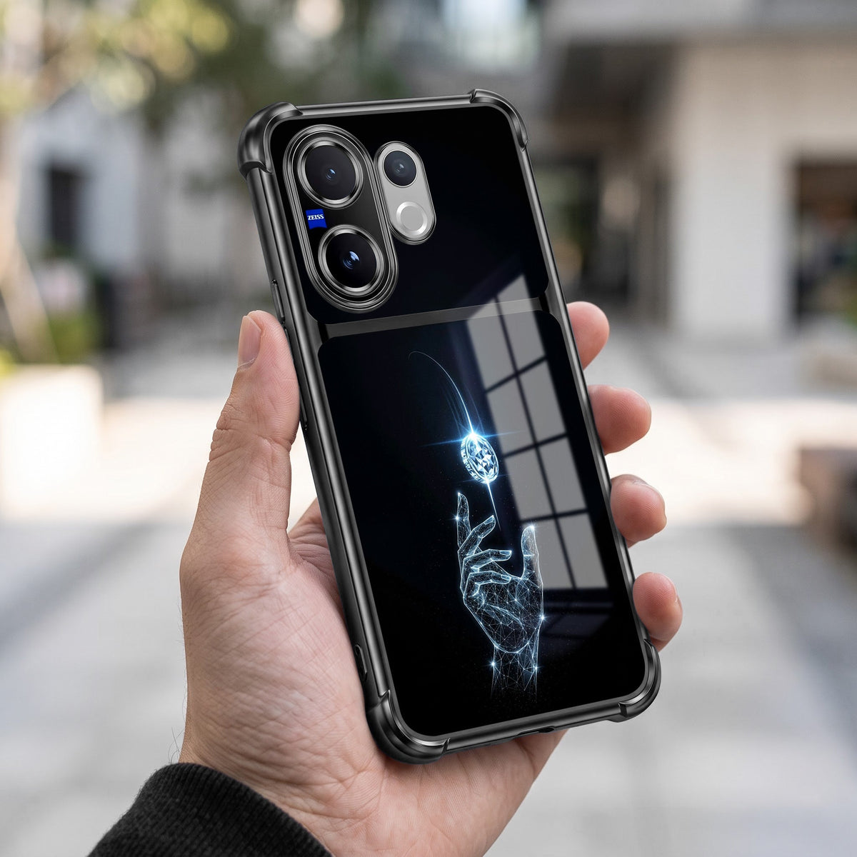 Vivo V60 5G Cosmic Energy Dual-Tone Transparent Black Airbags Case