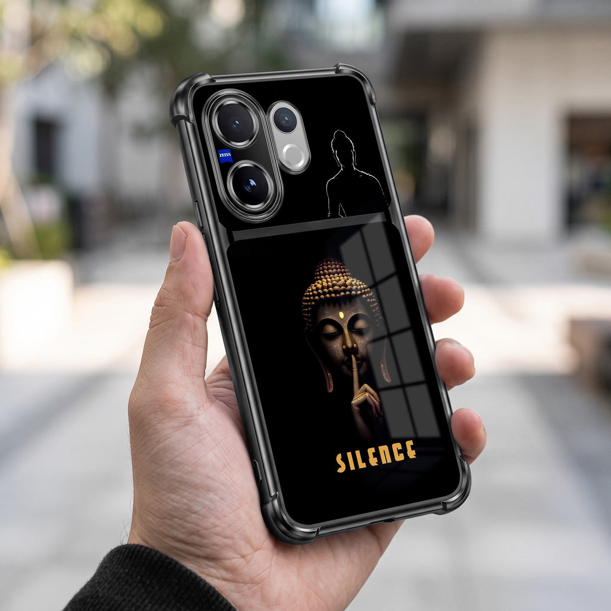 Vivo V60 5G Silent Buddha Dual-Tone Transparent Black Airbags Case