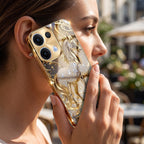 Oppo Reno 13 5G Luxury Horse Texture Gold Electroplated Glass Phone Back Case
