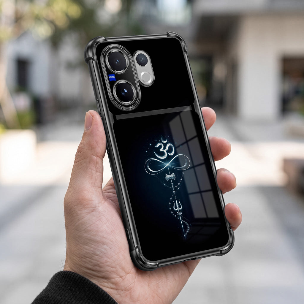 Vivo V60 5G Mahakal Trishul Transparent Black Airbags Case