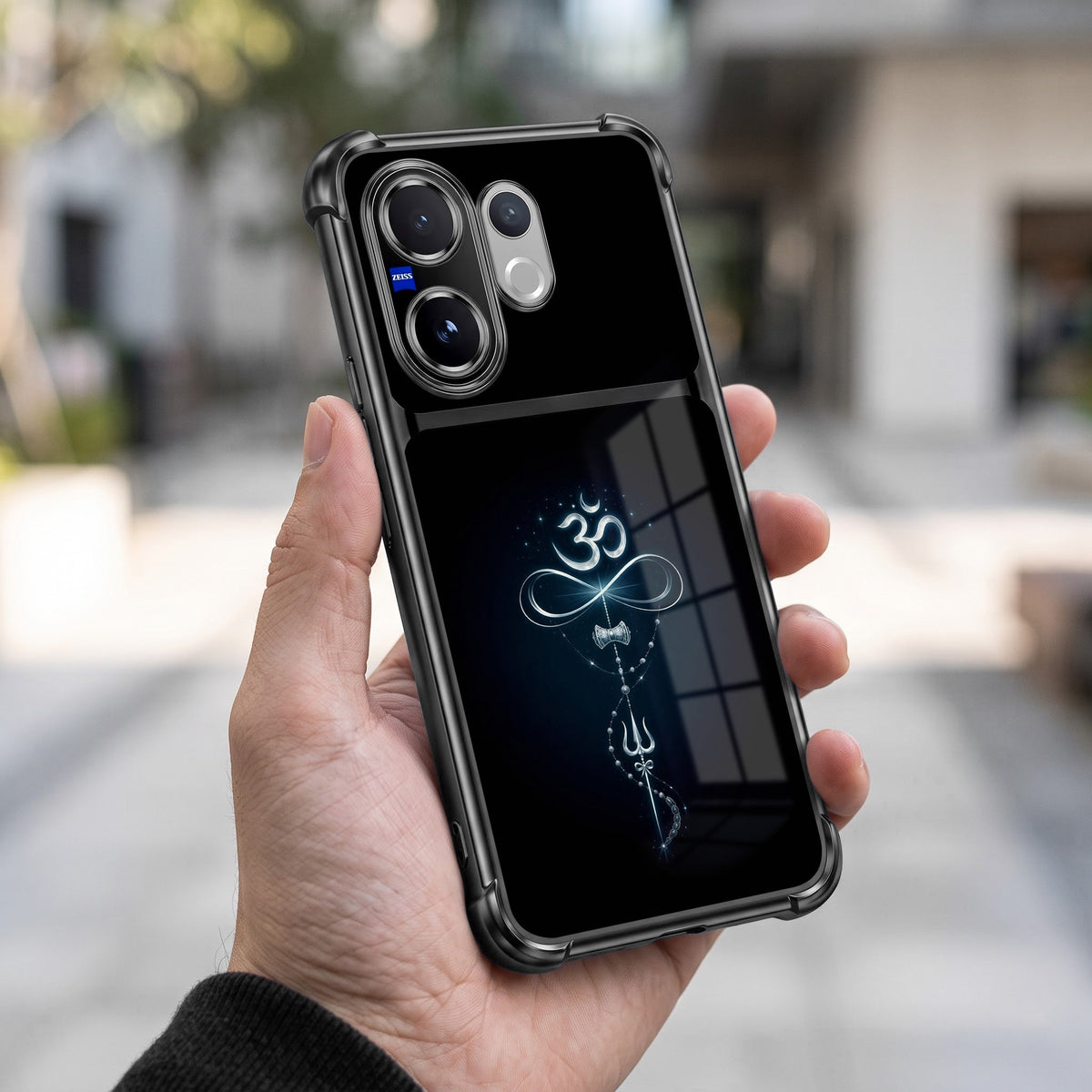 Vivo V60 5G Mahakal Trishul Transparent Black Airbags Case