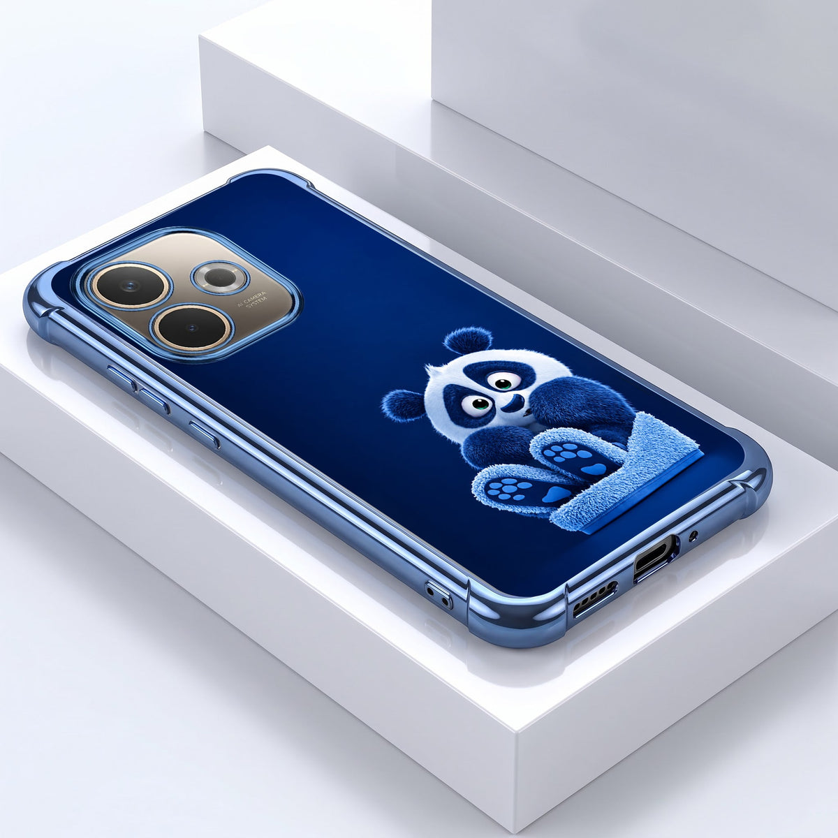 Oppo A5 Pro 5G Cute Panda Blue Airbags Printed Back Case