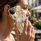 Vivo V50 5G Luxury Horse Texture Gold Electroplated Glass Phone Back Case