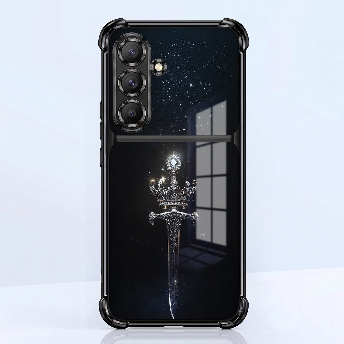 Samsung Galaxy A56 5G Royal Crown Sword Dual-Tone Transparent Black Airbags Case