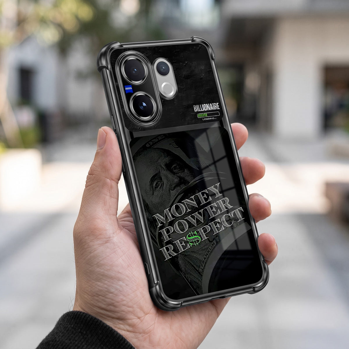 Vivo V60 5G Money Power Dual-Tone Transparent Black Airbags Case