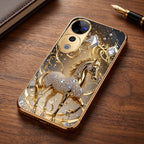 Vivo V40 Pro 5G Luxury Horse Texture Gold Electroplated Glass Phone Back Case