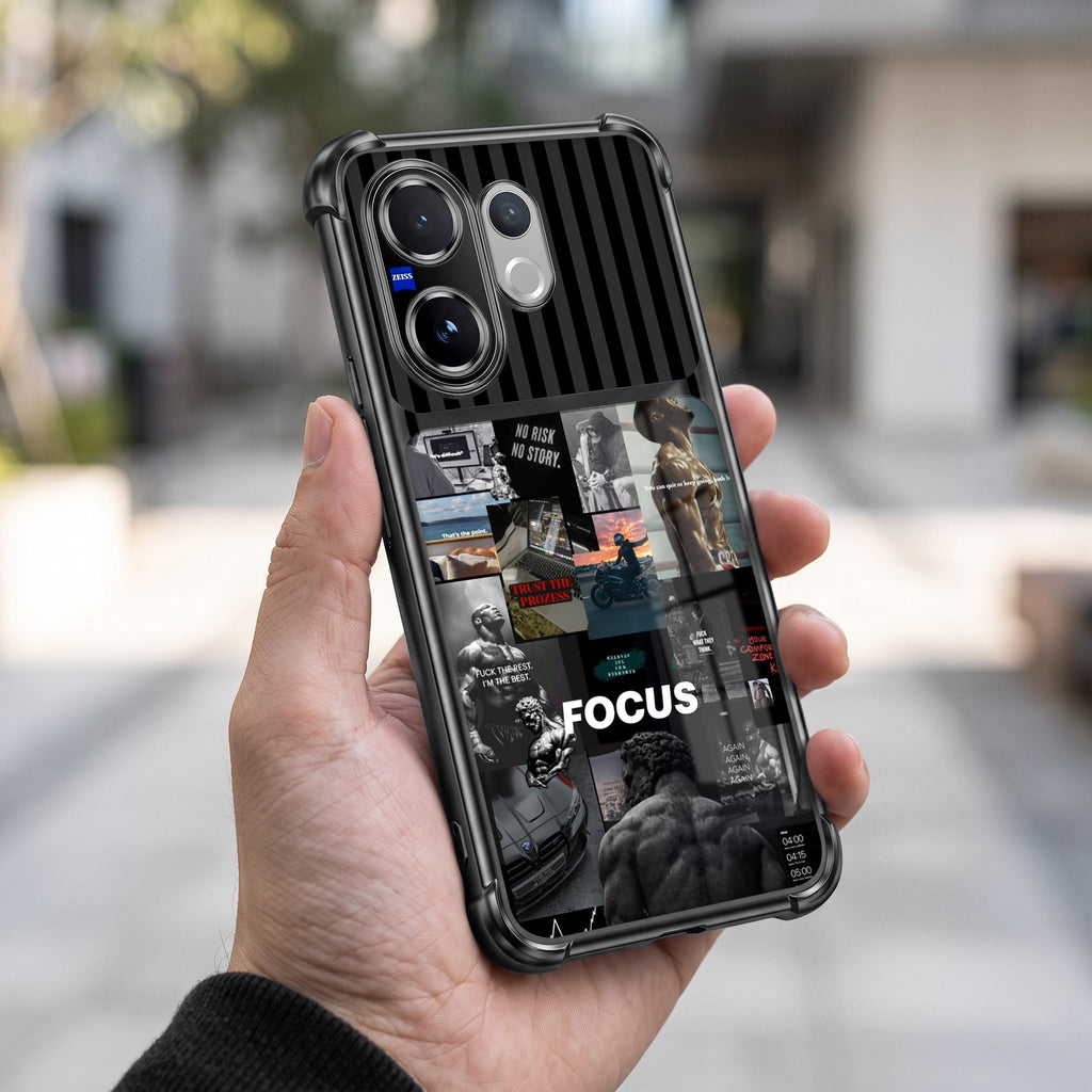Vivo V60 5G Focus Mode Dual-Tone Transparent Black Airbags Case