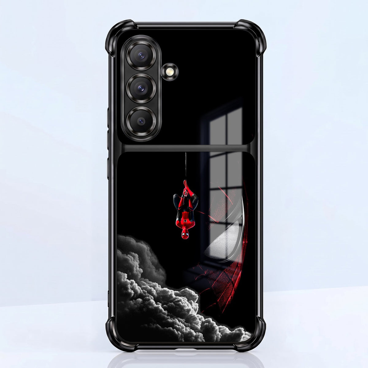 Samsung Galaxy A56 5G Crimson Spider Web Dual-Tone Transparent Black Airbags Case