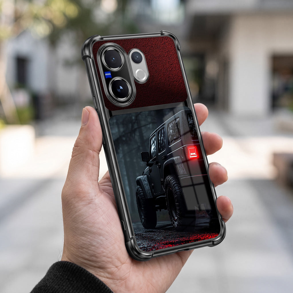 Vivo V60 5G Black Beast 4x4 Dual-Tone Transparent Black Airbags Case