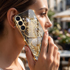 Samsung Galaxy A56 5G Luxury Horse Texture Gold Electroplated Glass Phone Back Case