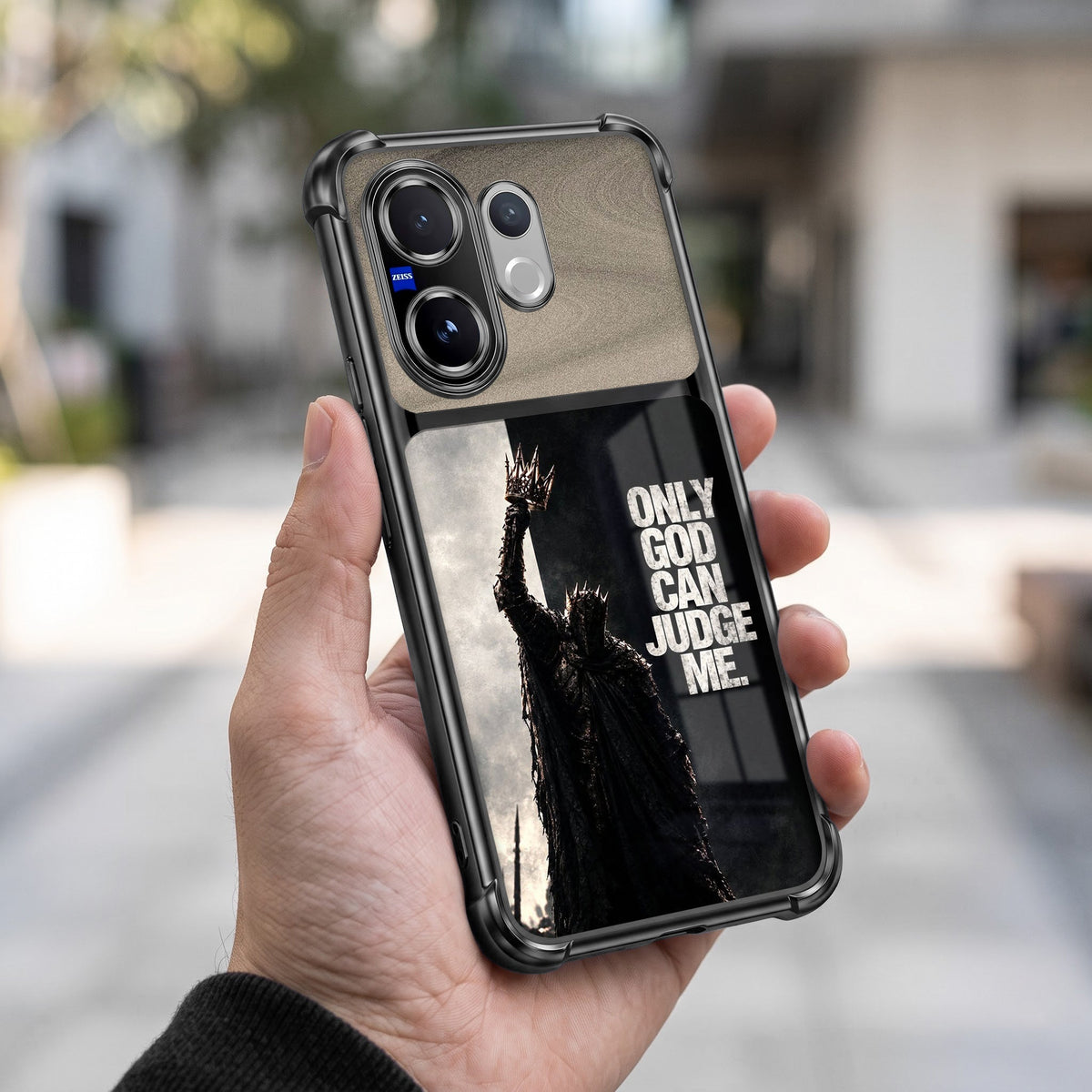 Vivo V60 5G Divine Justice Dual-Tone Transparent Black Airbags Case