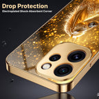 Oppo Reno 15 Pro Mini 5G Golden Horse Sparkle Gold Electroplated Glass Phone Back Case