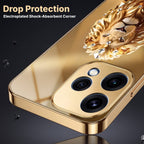 Oppo Reno 15 5G Luxury Lion Gold Electroplated Glass Phone Back Case