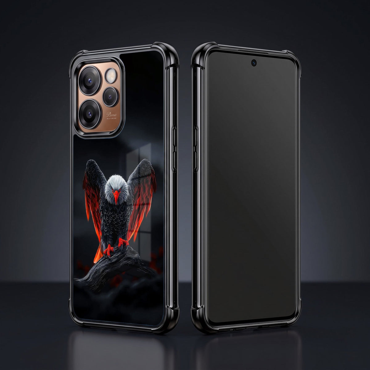Oppo Reno 15 Pro Mini 5G Premium Black Eagle Airbags Printed Back Case