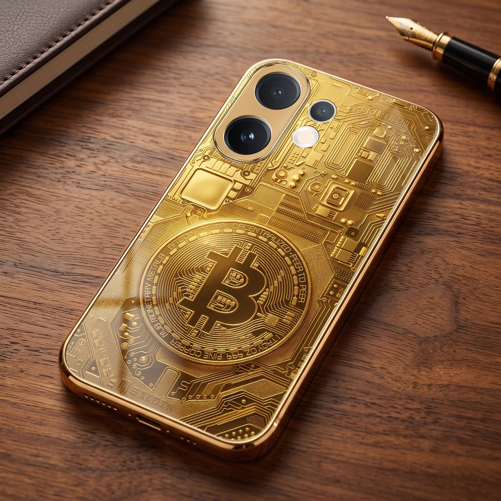 Vivo V60 5G Bitcoin Gold Electroplated Glass Phone Back Case
