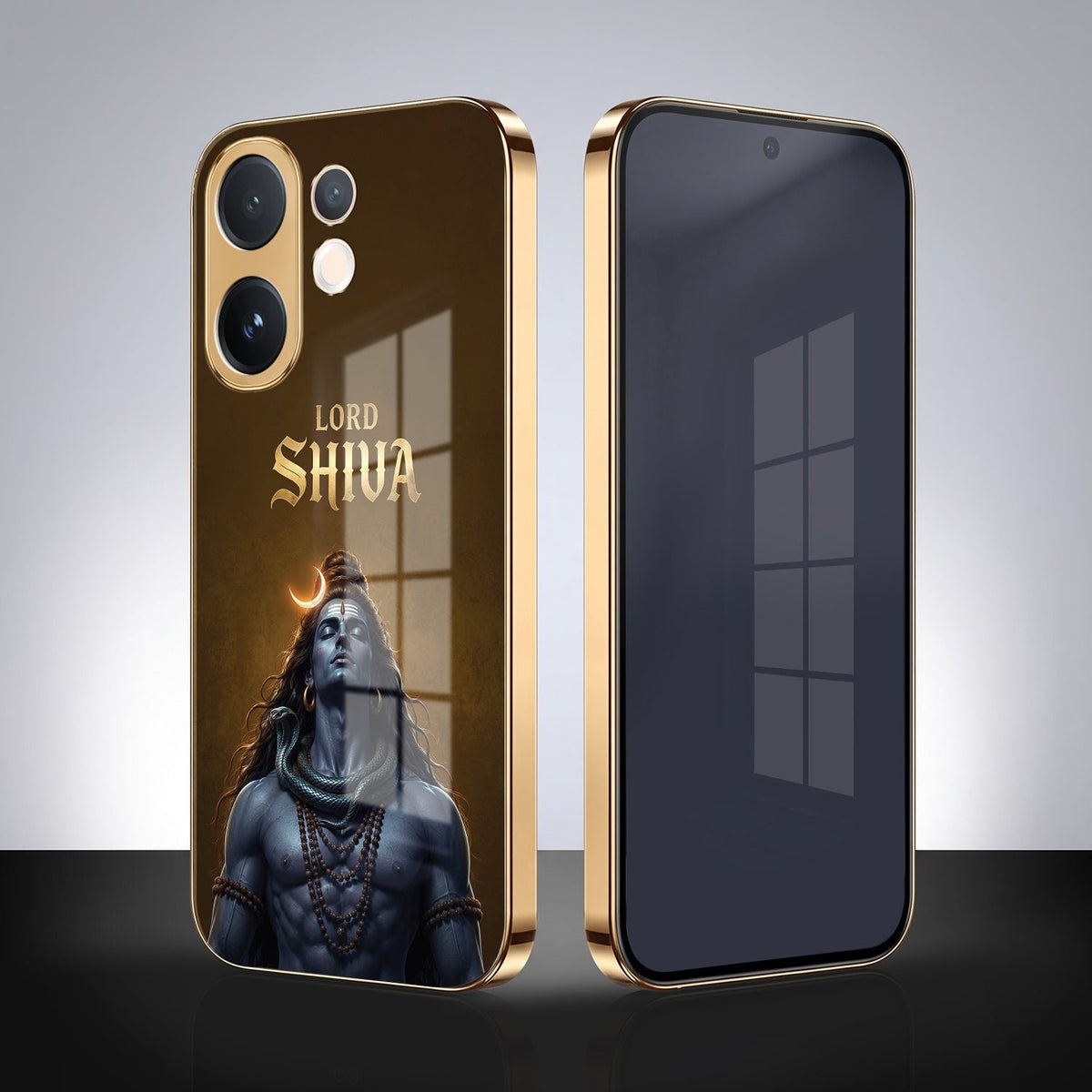 Vivo V60e 5G Lord Shiva Gold Electroplated Glass Phone Back Case