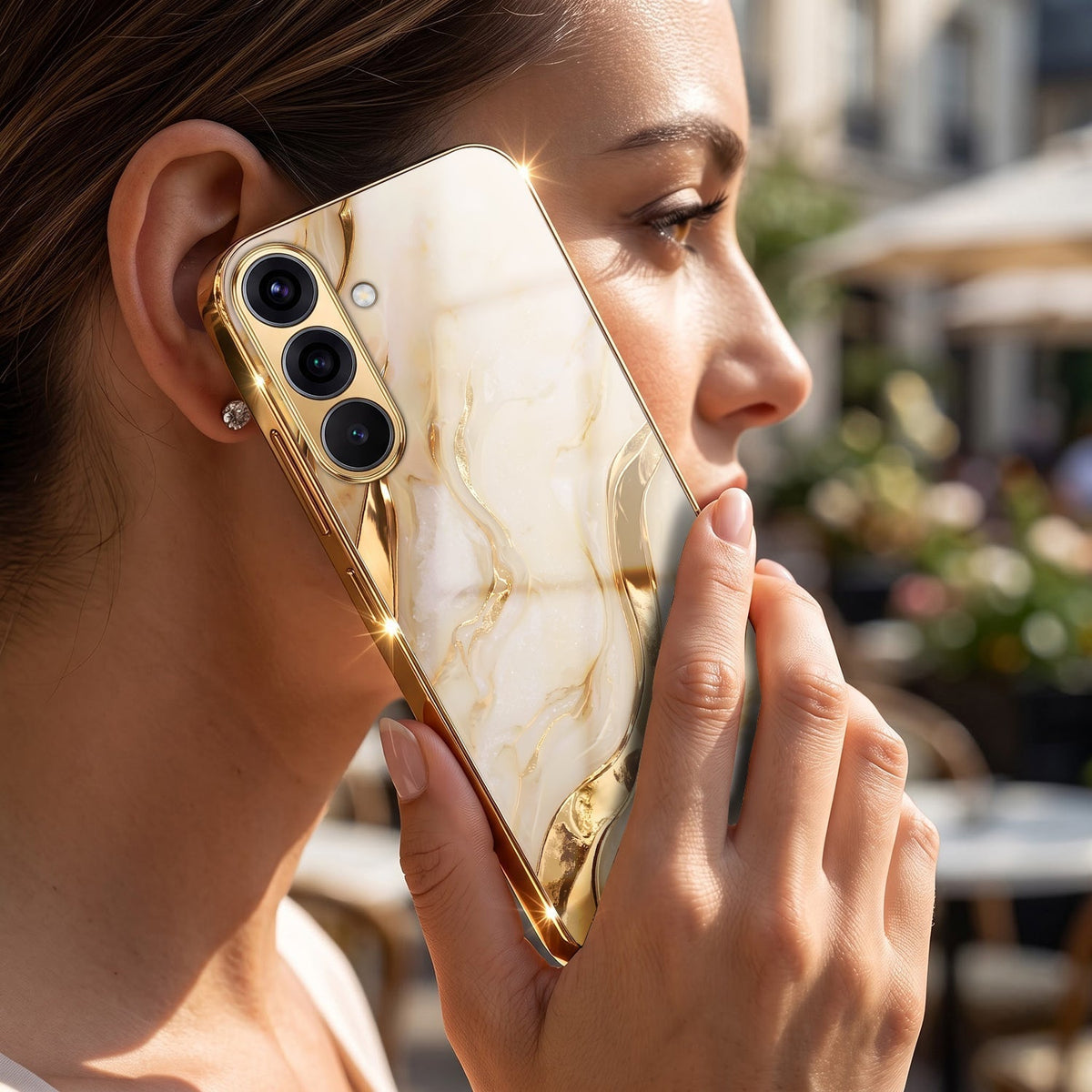 Samsung Galaxy A36 5G Marvel Texture Gold Electroplated Glass Phone Back Case