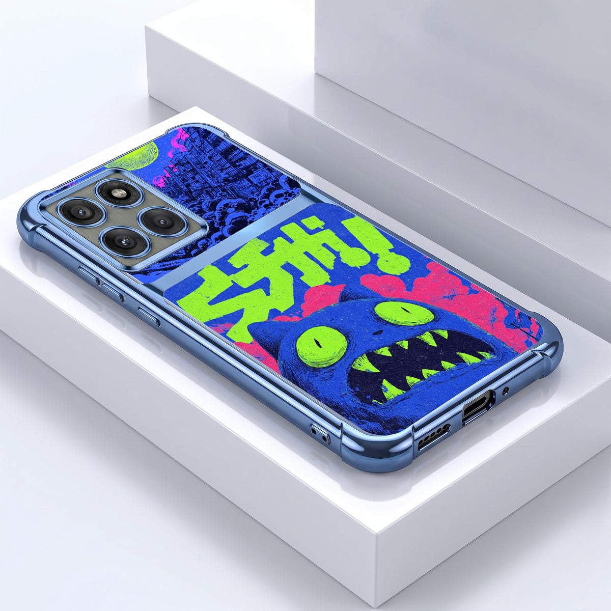 Motorola Edge 60 Pro 5G Neon Monster Dual-Tone Transparent Blue Airbags Case