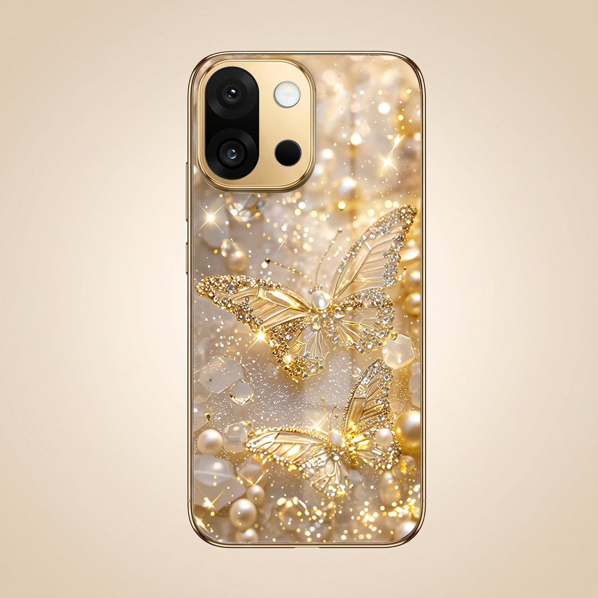 OnePlus 13s 5G Golden Butterfly Gold Electroplated Glass Phone Back Case
