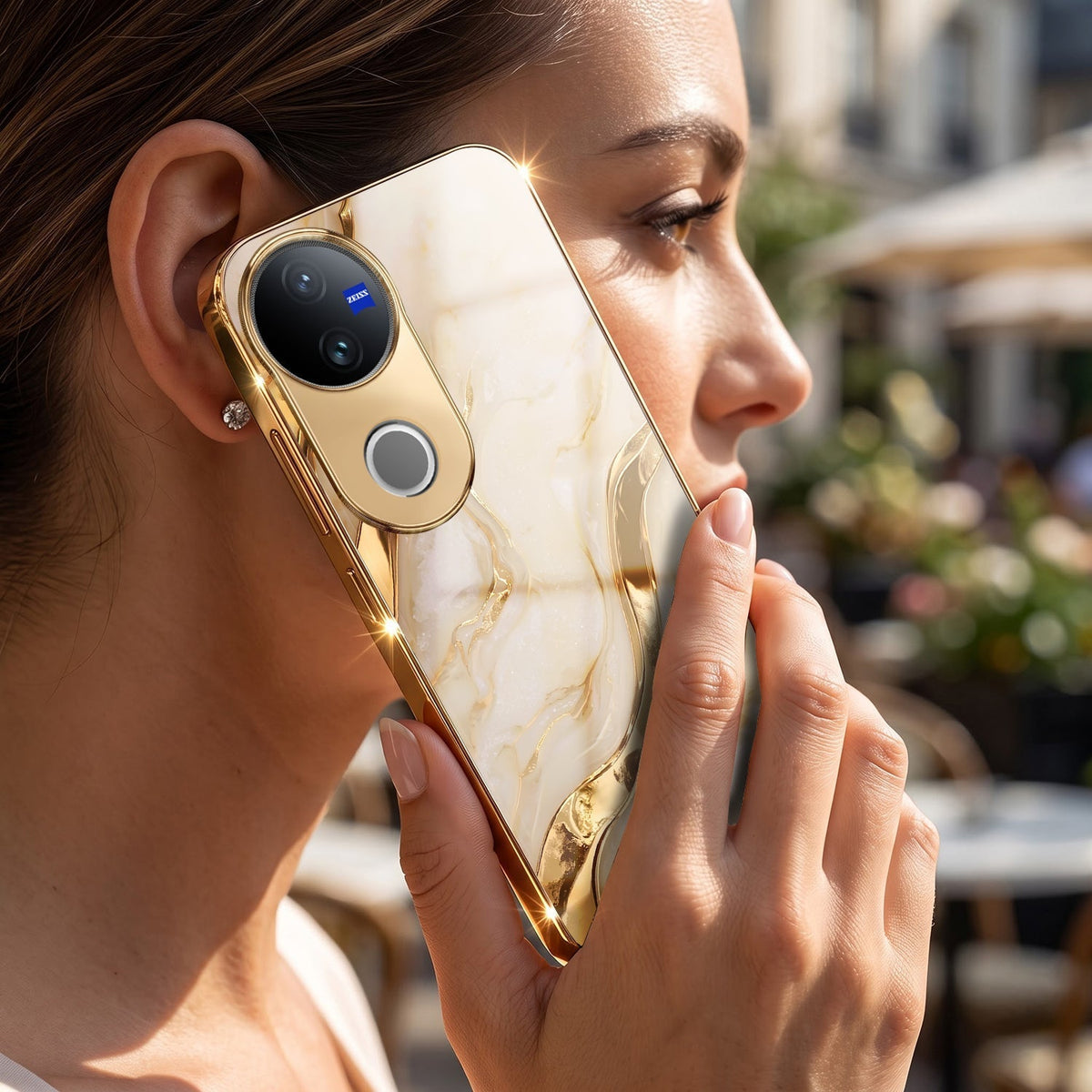 Vivo T4R 5G Marvel Texture Gold Electroplated Glass Phone Back Case