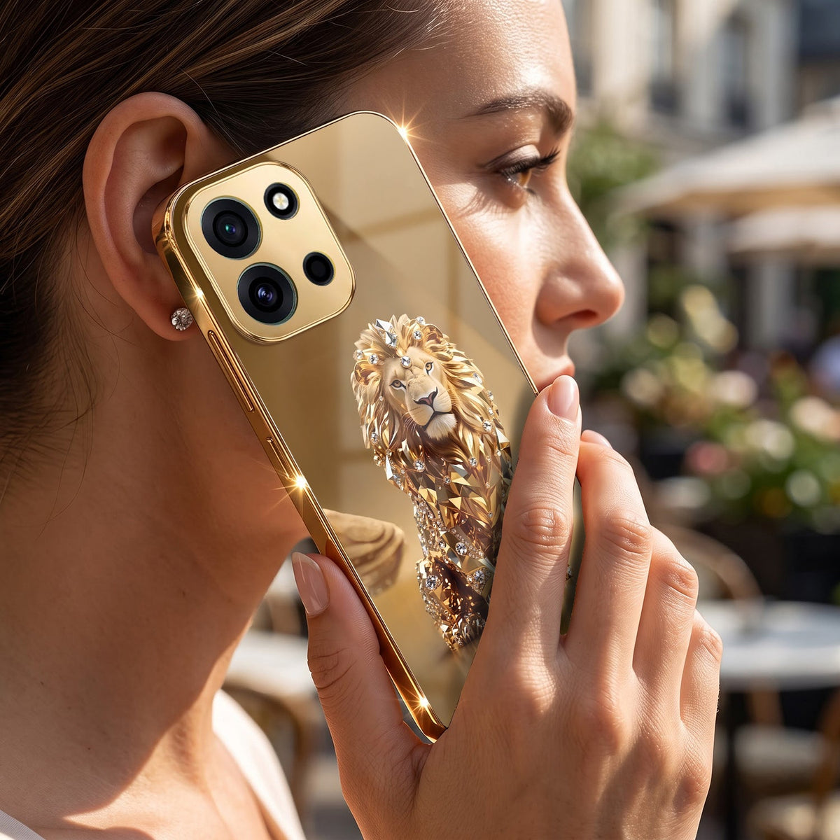 OnePlus Nord 6 5G Luxury Lion Gold Electroplated Glass Phone Back Case