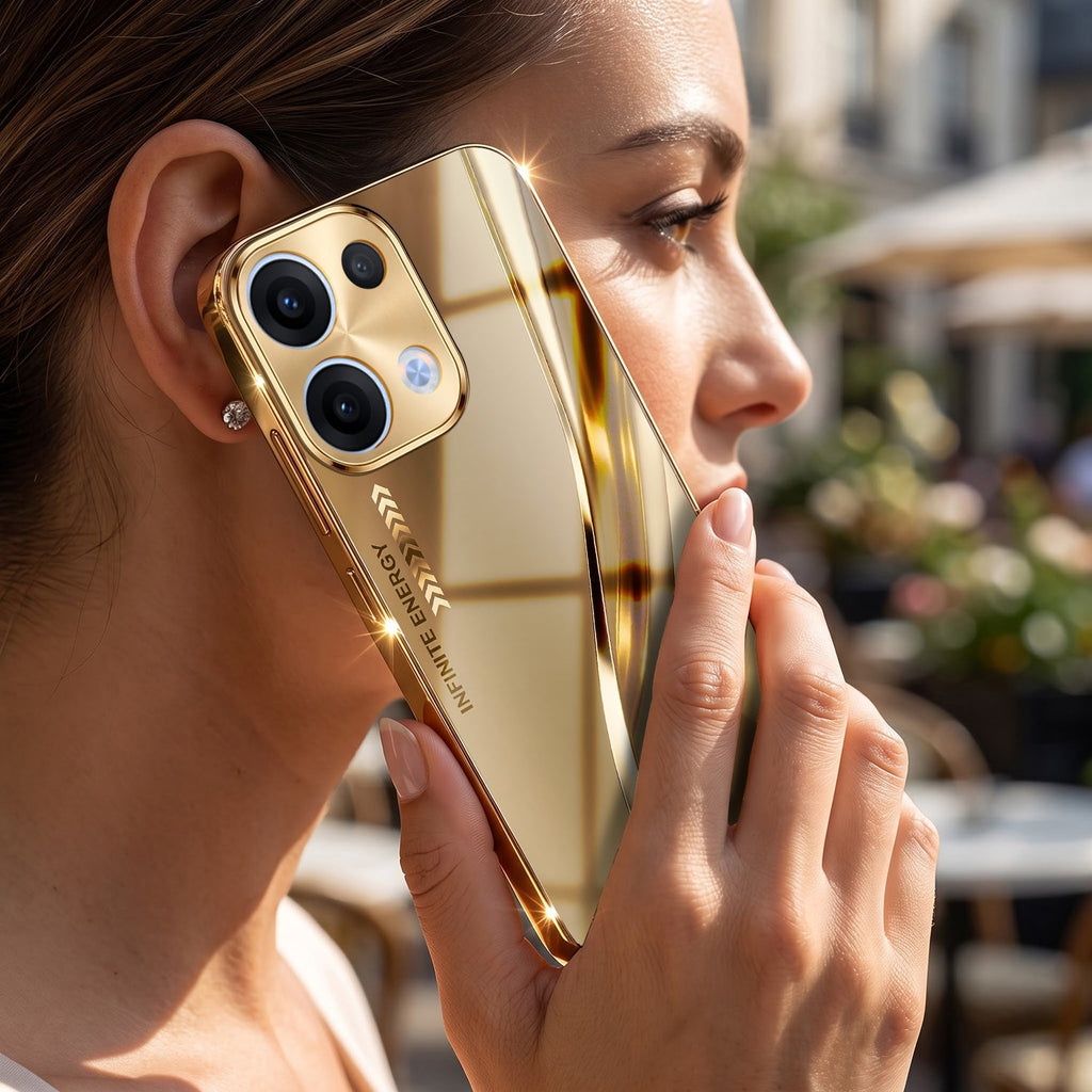 Oppo Reno 13 5G Luxury Infinity Energy Gold Electroplated Glass Phone Case
