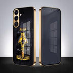 Samsung Galaxy A56 5G F1 Racing Car Gold Electroplated Glass Phone Back Case