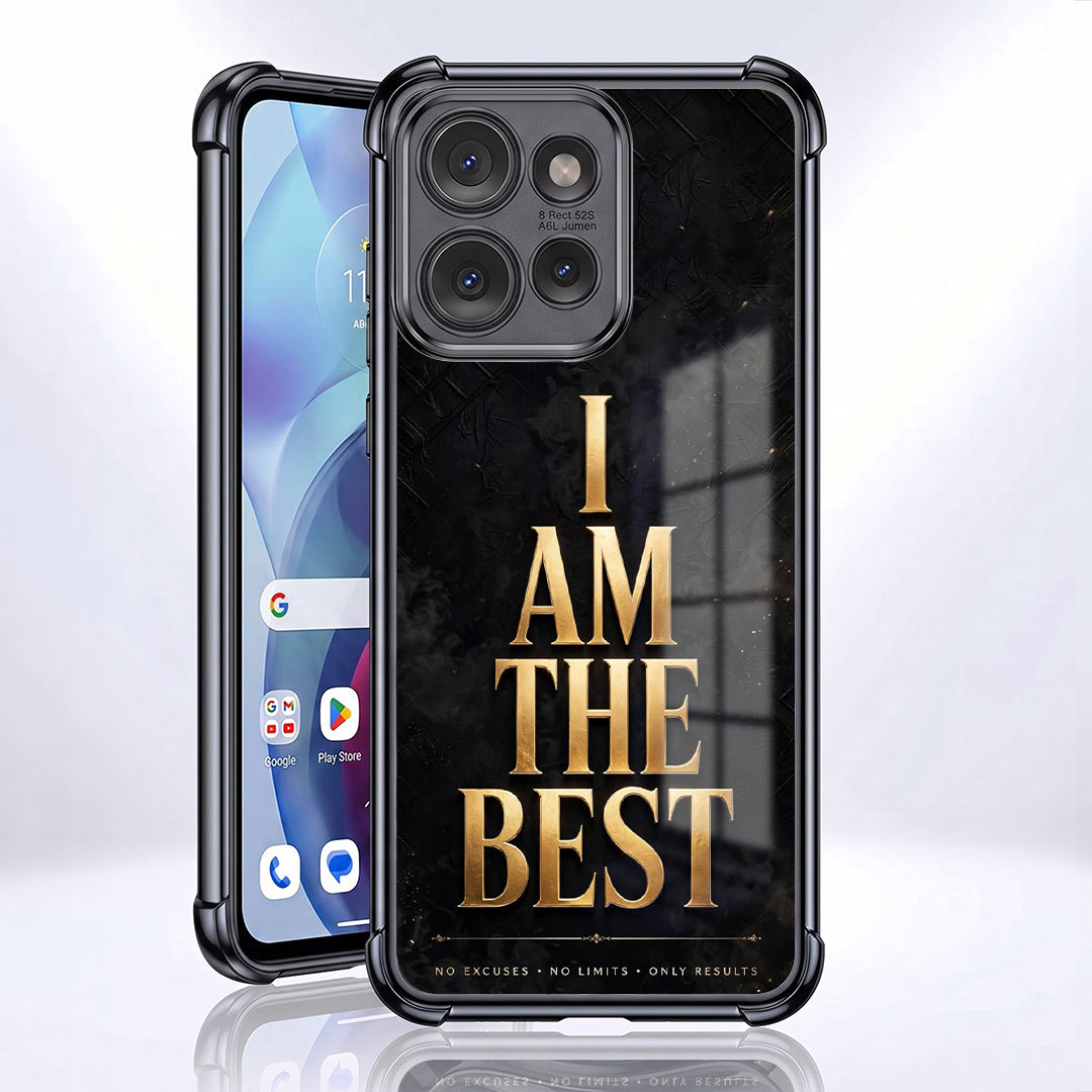 Motorola Edge 50 5G Premium I Am The Best Gold Black Airbags Printed Back Case
