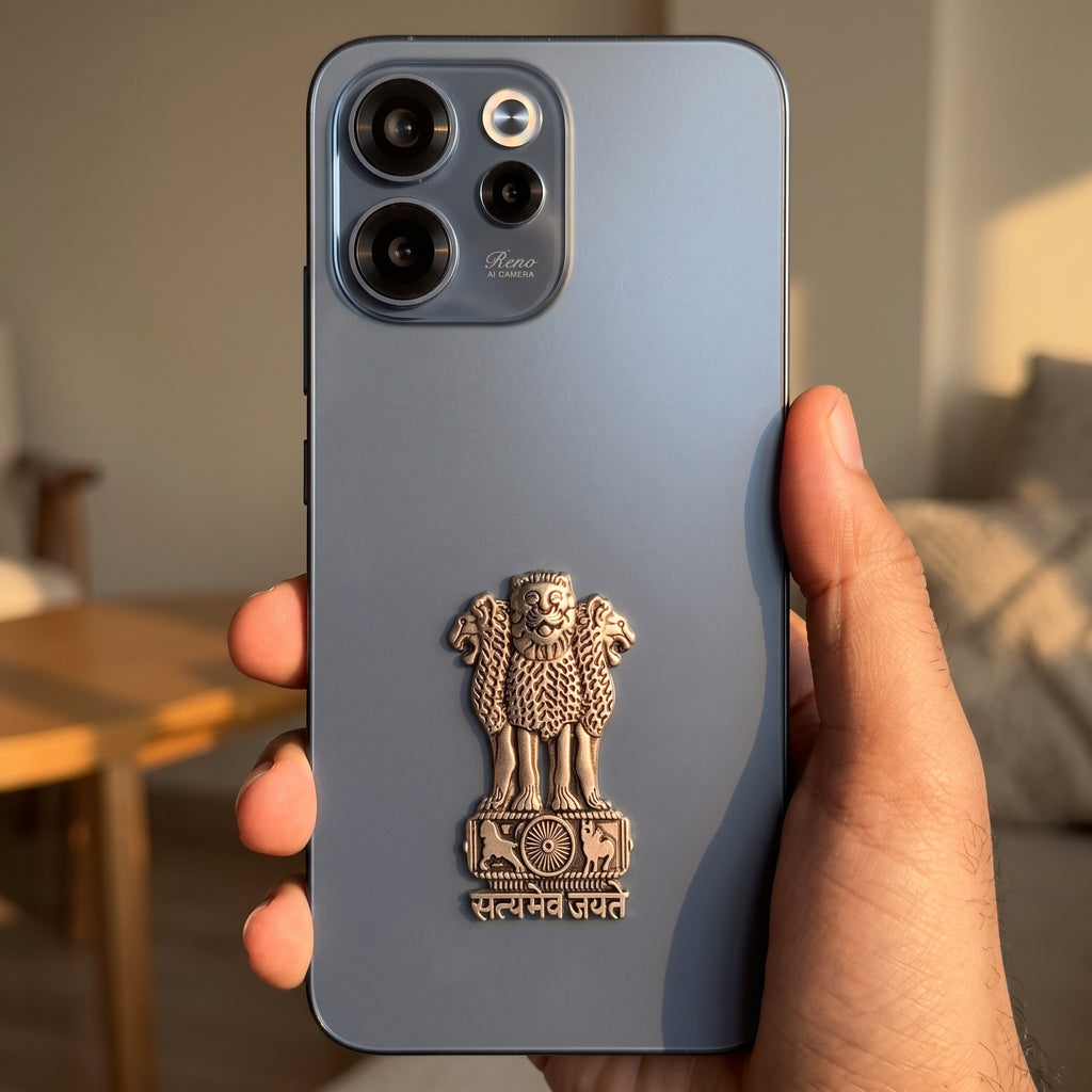 Oppo Reno 15C 5G Compatible Satyamev Jayate 3D Metal Emblem Sticker