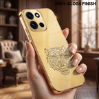 OnePlus Nord 6 5G Golden Tiger Face Gold Electroplated Glass Phone Back Case