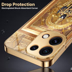 Oppo Reno 16C 5G Premium Heritage Gold Electroplated Glass Phone Back Case