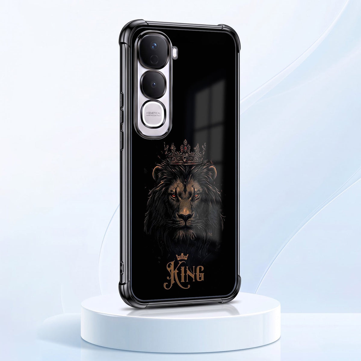 Vivo Y400 Pro 5G Premium Crowned Lion Black Airbags Printed Back Case