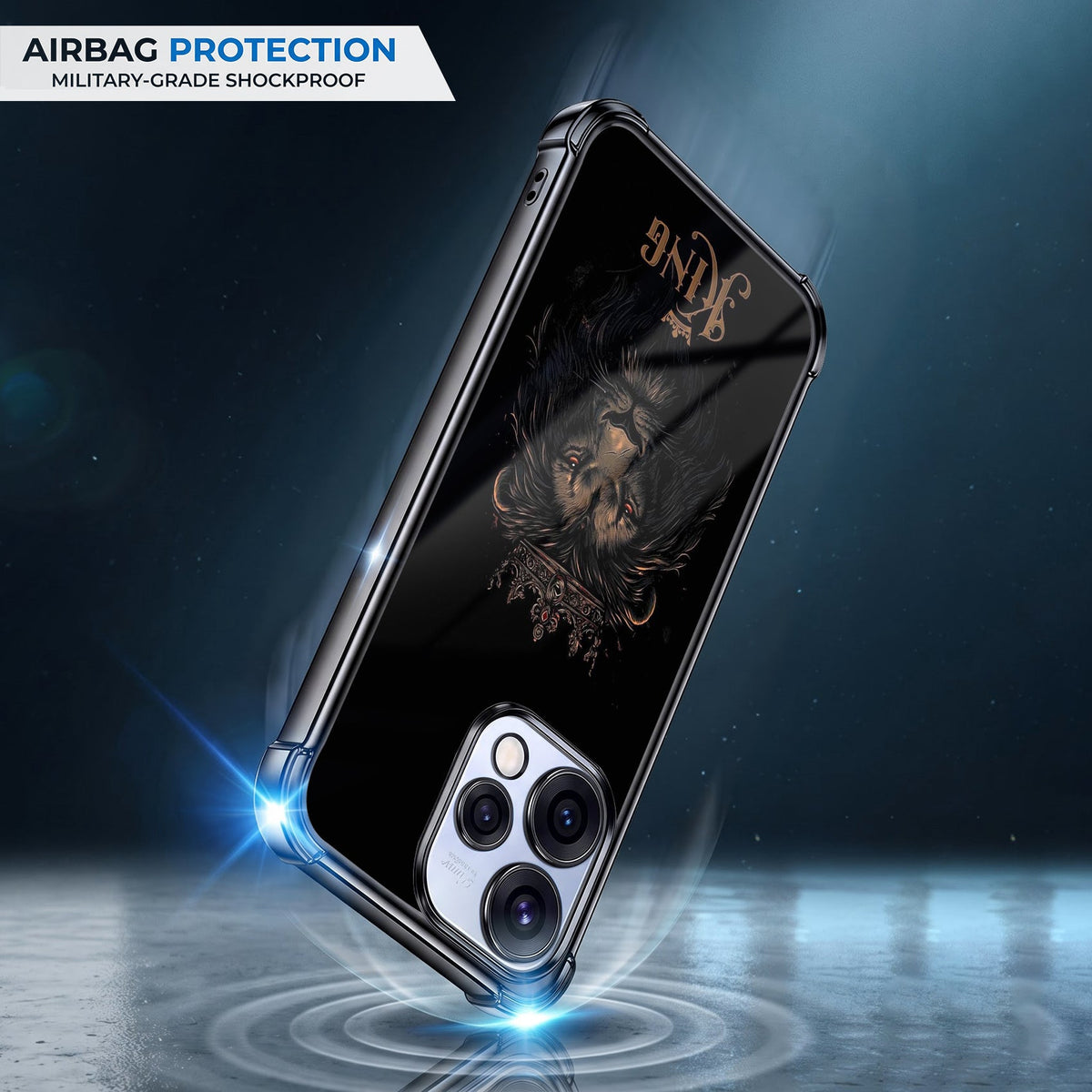 Oppo Reno 15 5G Premium Crowned Lion Black Airbags Printed Back Case