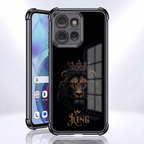 Motorola Edge 50 5G Premium Crowned Lion Black Airbags Printed Back Case