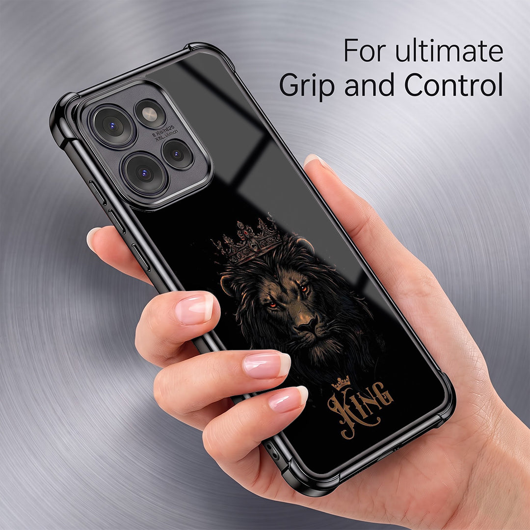 Motorola Edge 50 5G Premium Crowned Lion Black Airbags Printed Back Case