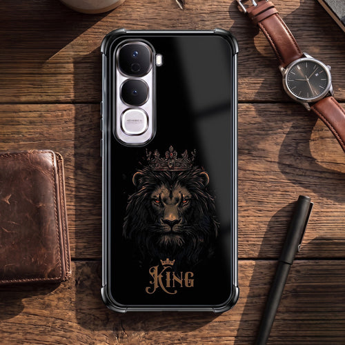 Vivo Y400 Pro 5G Premium Crowned Lion Black Airbags Printed Back Case