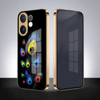 Vivo V60 5G Multi-Feather Peacock Gold Electroplated Glass Phone Back Case