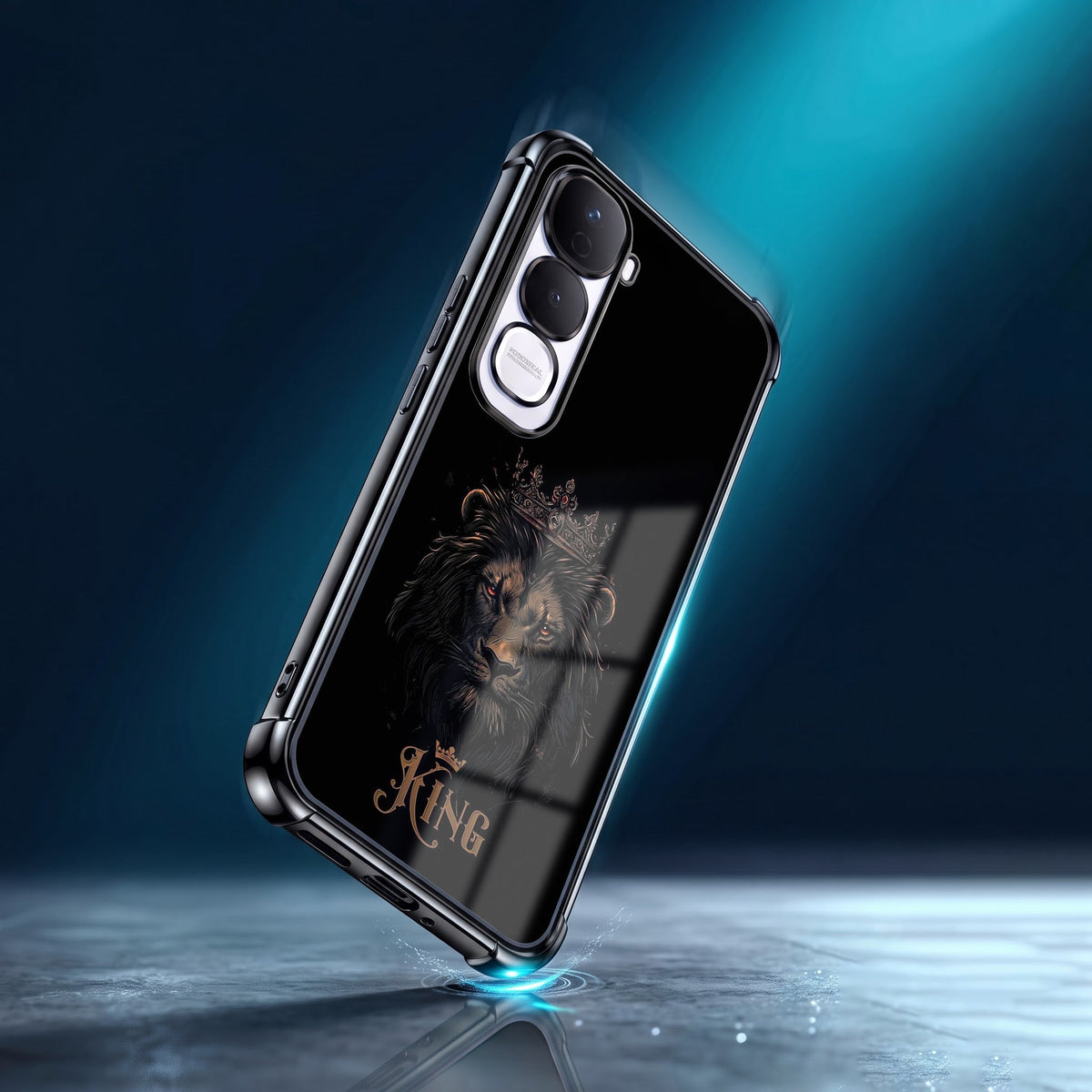 Vivo Y400 Pro 5G Premium Crowned Lion Black Airbags Printed Back Case