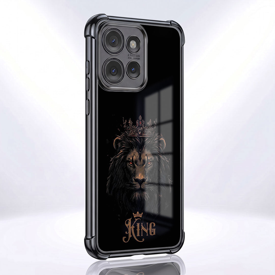 Motorola Edge 50 Neo 5G Premium Crowned Lion Black Airbags Printed Back Case