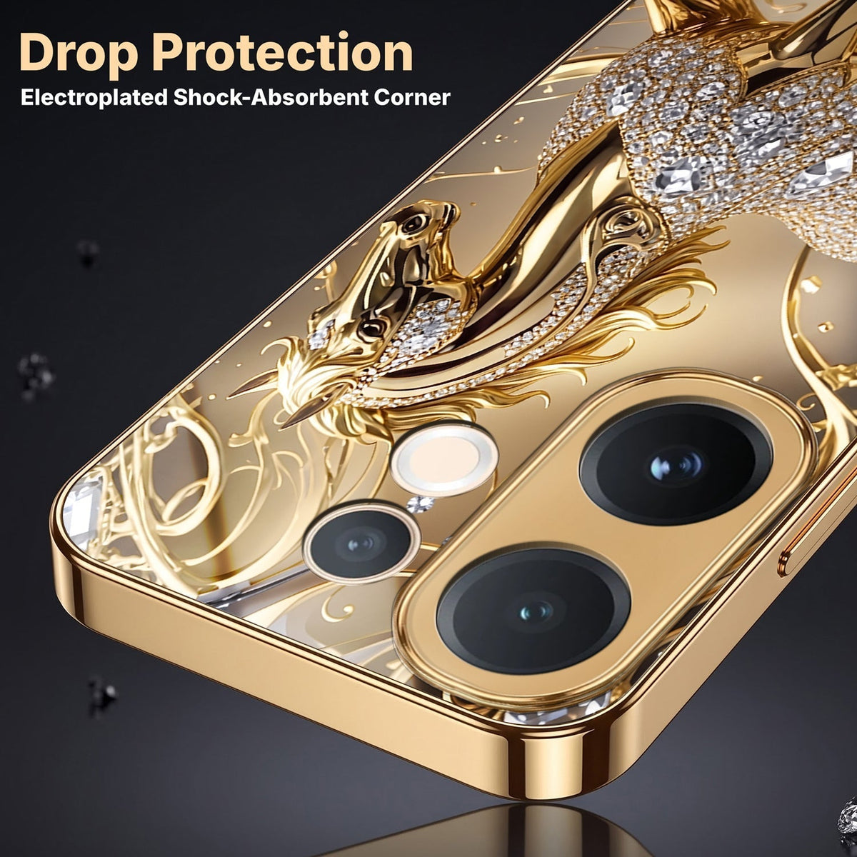 Vivo T4 Pro 5G Luxury Horse Texture Gold Electroplated Glass Phone Back Case